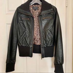 Faux leather cheetah print jacket